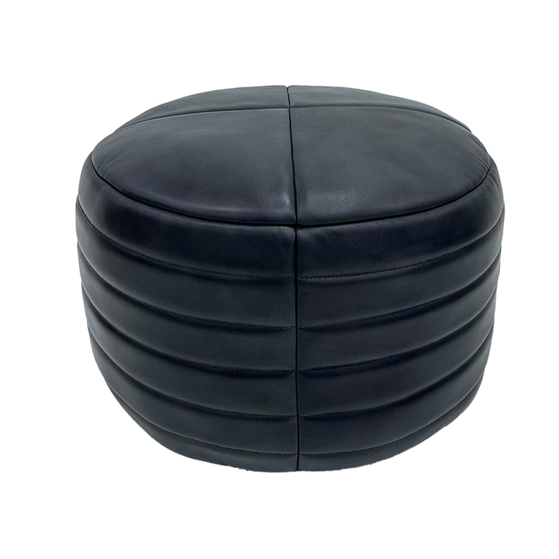 F-PF111-BL Milner pouffe in black genuine leather 