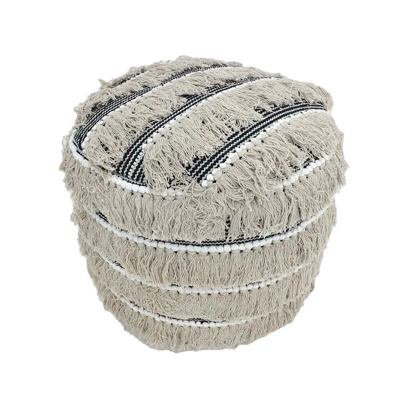 F-PF114-BC Sonny pouffe in black & cream pattern fabric 