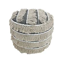 F-PF114-BC - Sonny Pouffe - Black + Cream 