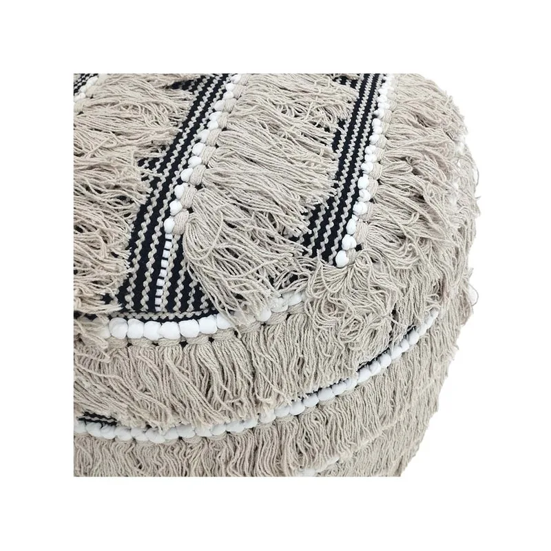 F-PF114-BC Sonny pouffe in black & cream pattern fabric 