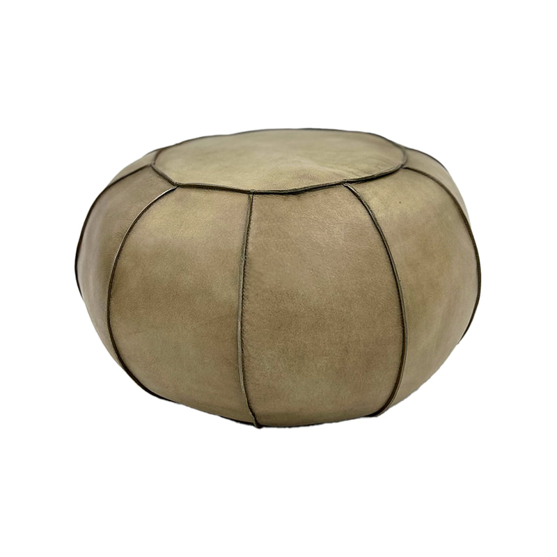 F-PF115-LT Perry pouffe in light tan genuine leather 