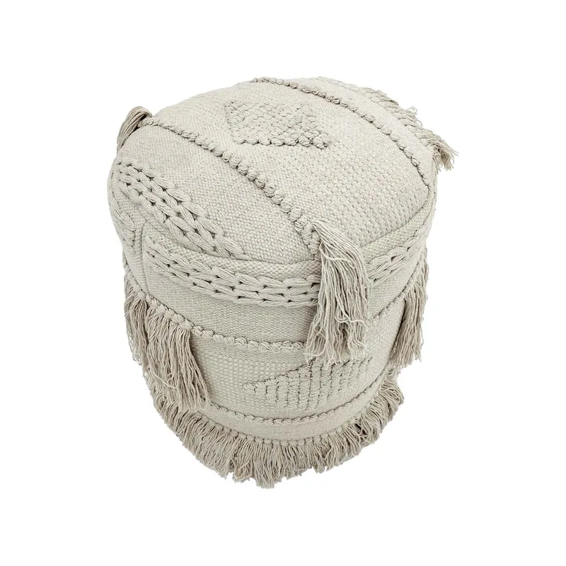 F-PF116-CR Edson pouffe in cream pattern fabric 