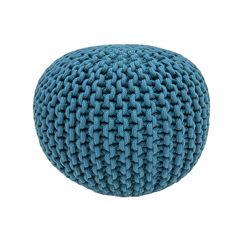 F-PF119-TQ Avioni knitted pouffe in turquoise