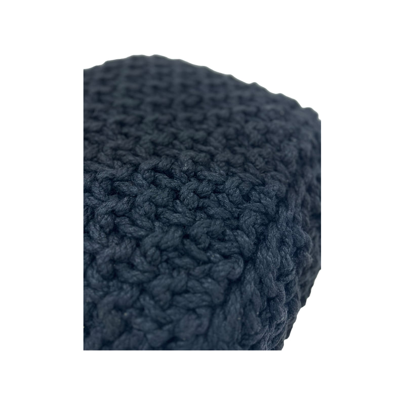 F-PF120-BL Dori knitted  pouffe in black