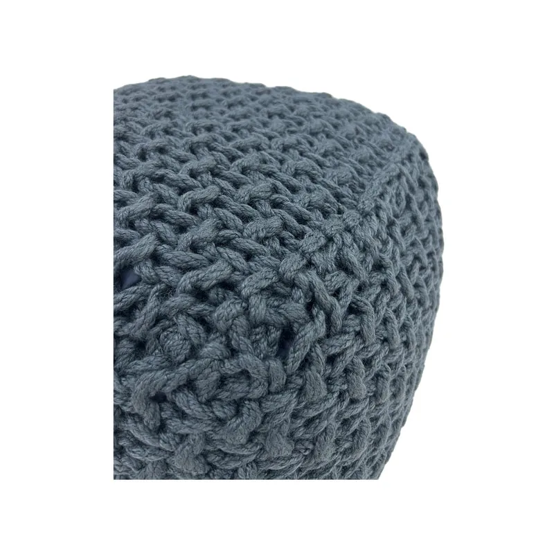 F-PF120-GY Dori  knitted pouffe in grey 