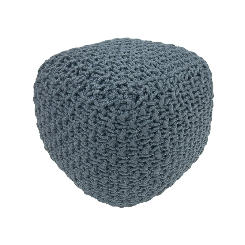F-PF120-GY Dori  knitted pouffe in grey 