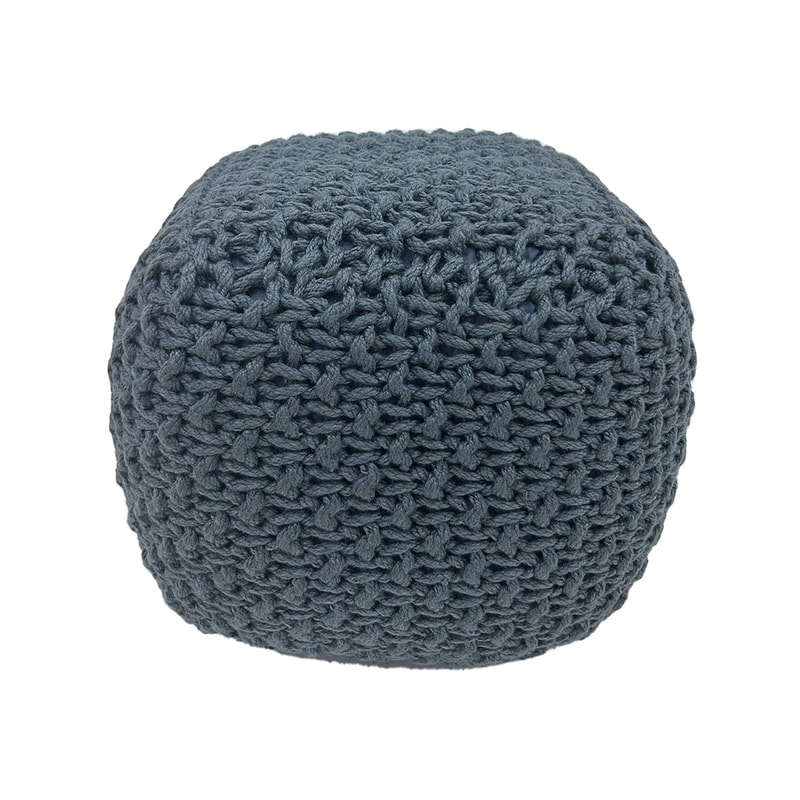 F-PF120-GY Dori  knitted pouffe in grey 