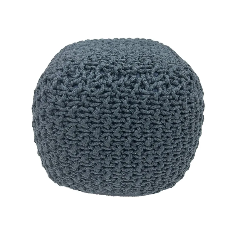 F-PF120-GY Dori  knitted pouffe in grey 