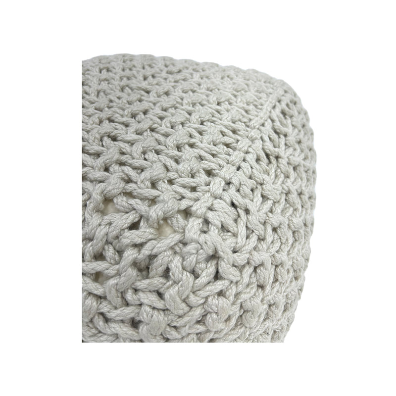 F-PF120-IV Dori knitted pouffe in ivory
