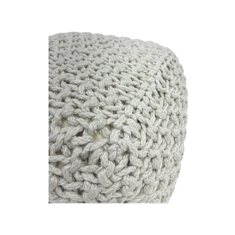 F-PF120-IV Dori knitted pouffe in ivory