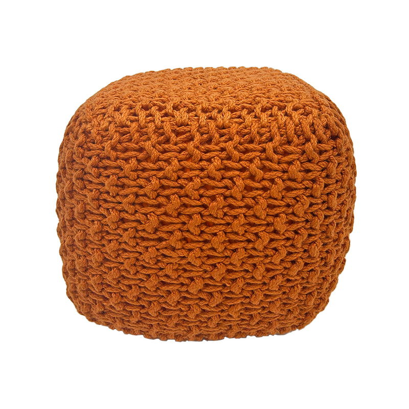 F-PF120-OR Dori knitted pouffe in orange