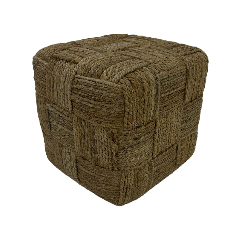 F-PF123-NT Berber handmade pouffe in natural jute 