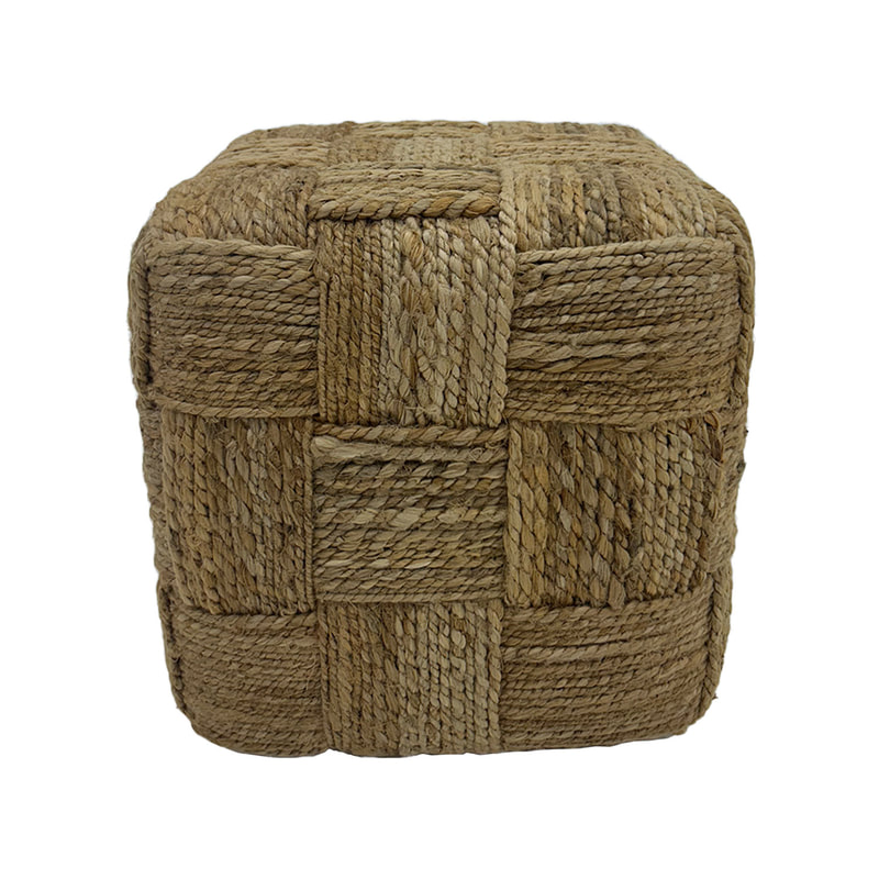 F-PF123-NT Berber handmade pouffe in natural jute 