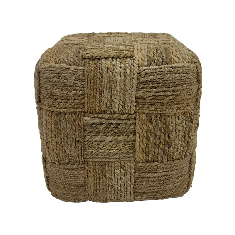 F-PF123-NT Berber handmade pouffe in natural jute 