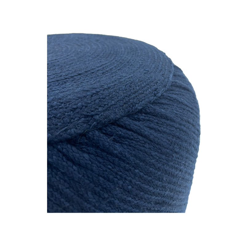 F-PF128-BU Criss handmade pouffe in blue rope 