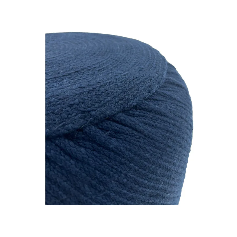 F-PF128-BU Criss handmade pouffe in blue rope 