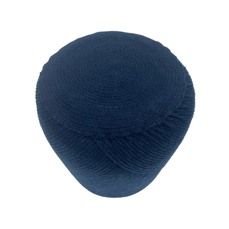 F-PF128-BU Criss handmade pouffe in blue rope 