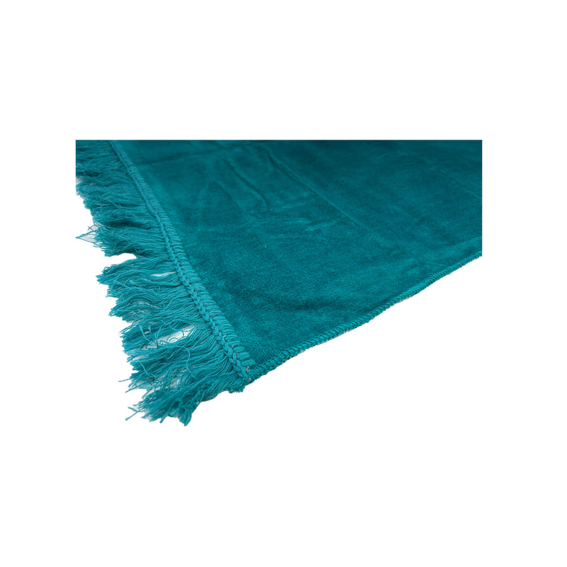 F-PR109-TL Moderate prayer mat in teal suede fabric
