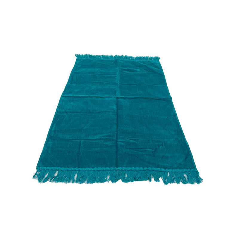 F-PR109-TL Moderate prayer mat in teal suede fabric