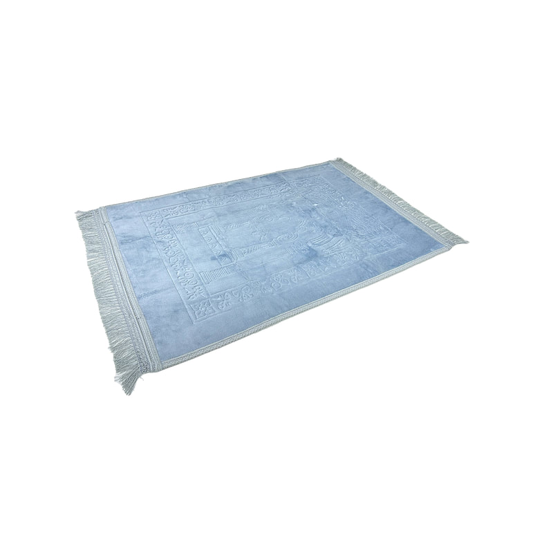 F-PR112-PB Sundus prayer mat in petrol blue suede fabric