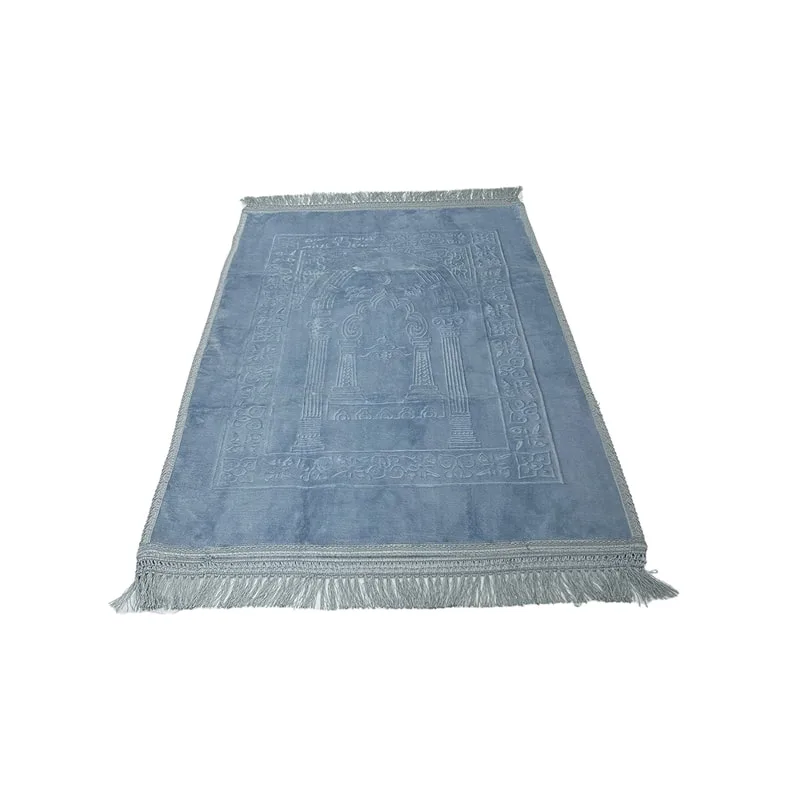 F-PR112-PB Sundus prayer mat in petrol blue suede fabric