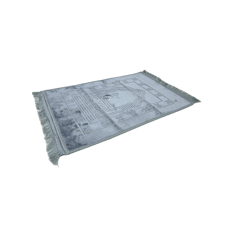 F-PR112-SI Sundus prayer mat in silver grey suede fabric