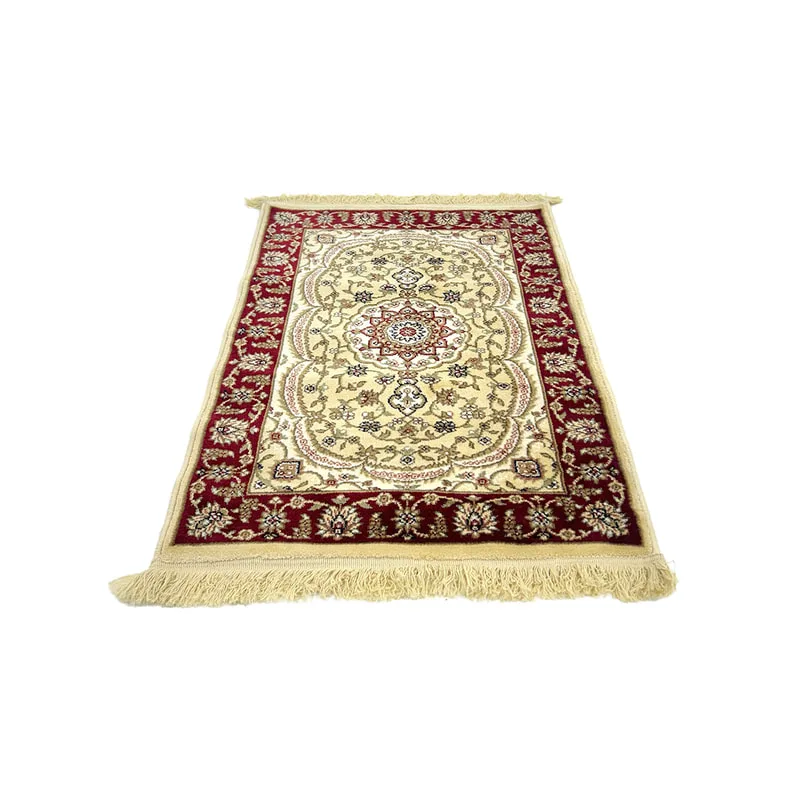 F-PR118-RG Abdul prayer mat with red and pale gold arabic pattern