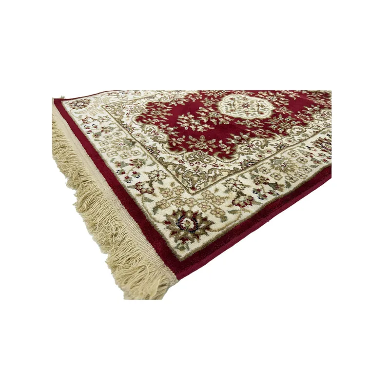 F-PR119-RG Mahra prayer mat with red and pale gold arabic pattern