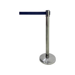 F-RB102-MB Silver post with midnight blue retractable barrier