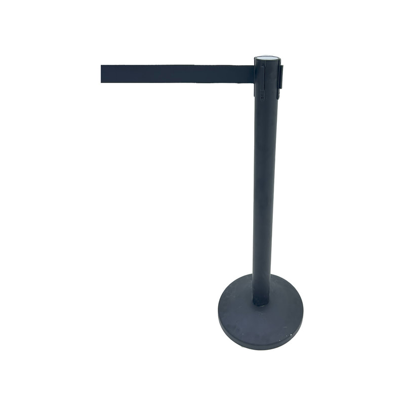 F-RB103-BL Black post with black retractable barrier