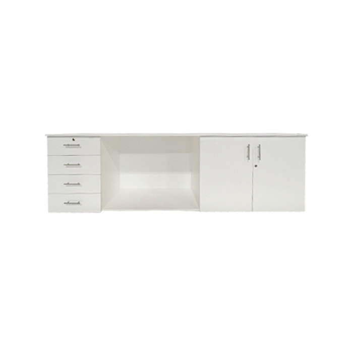 F-RC109-WH Type 9 reception counter in white with lockable cabinets