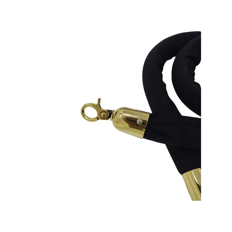 F-RP110-BL - Black velvet rope with gold metal ends - 1.5m long