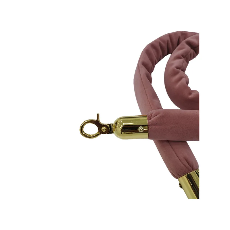 F-RP110-BP - Blush pink velvet rope with gold metal ends - 1.5m long