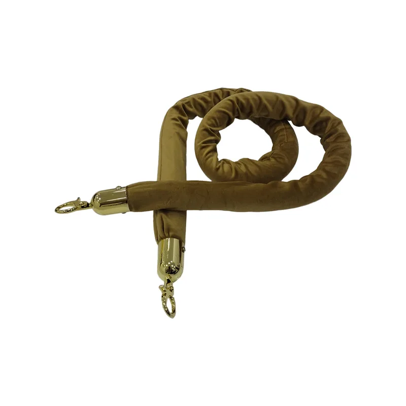 F-RP110-CG - Champagne gold velvet rope with gold metal ends - 1.5m long