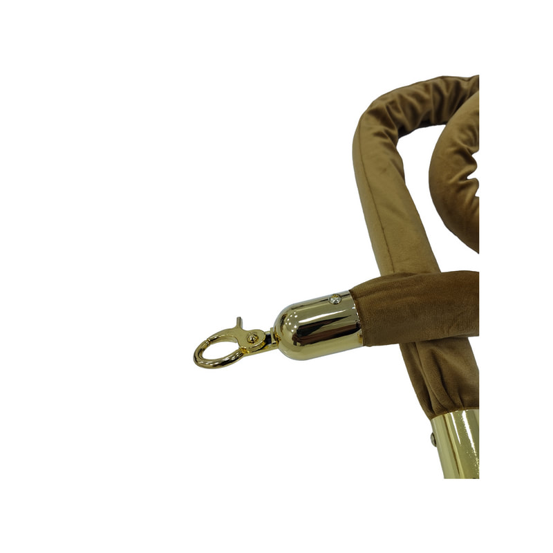 F-RP110-CG - Champagne gold velvet rope with gold metal ends - 1.5m long
