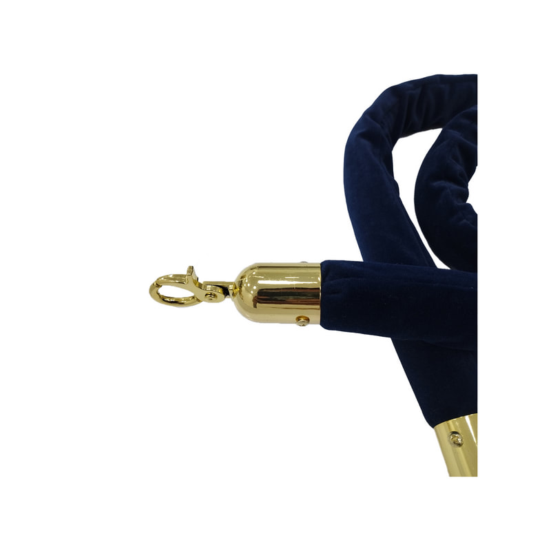 F-RP110-MB - Midnight blue velvet rope with gold metal ends - 1.5m long