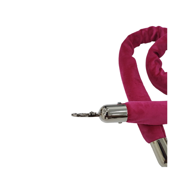 F-RP111-HP - Hot pink velvet rope with silver metal ends - 1.5m long