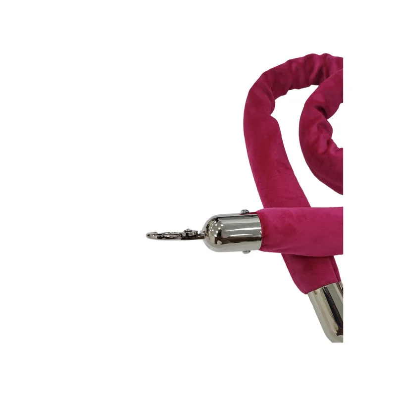 F-RP111-HP - Hot pink velvet rope with silver metal ends - 1.5m long