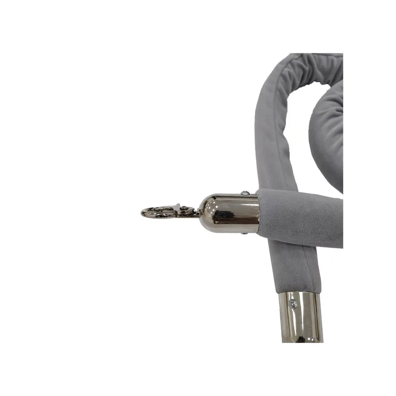 F-RP111-LG - Light grey velvet rope with silver metal ends - 1.5m long