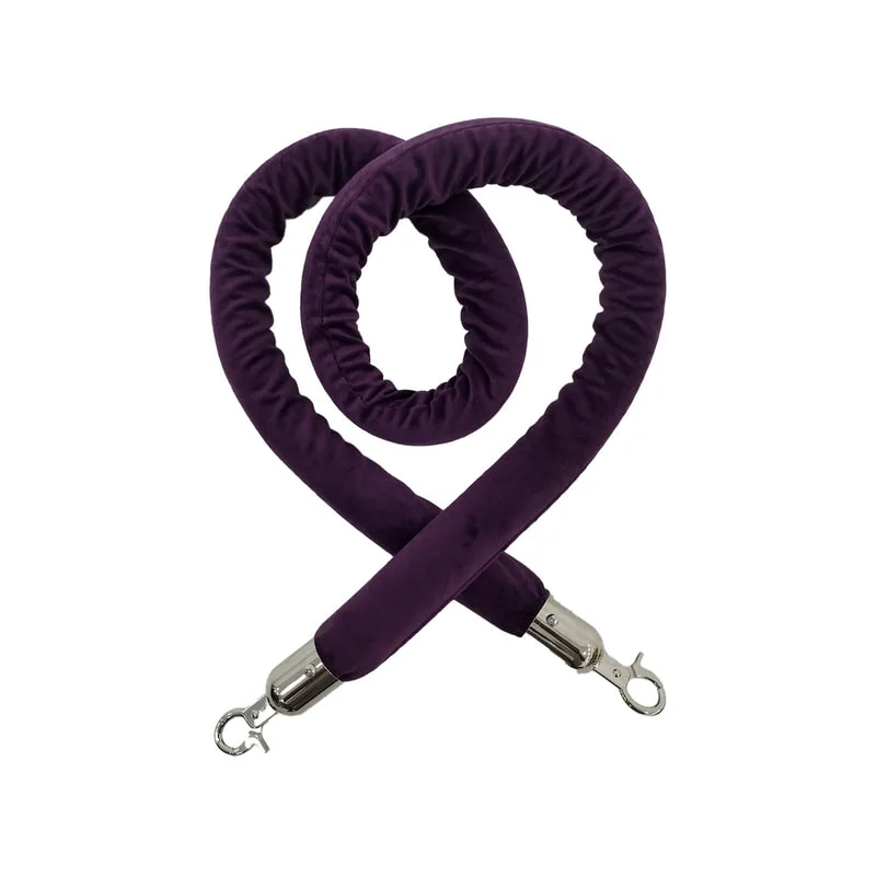 F-RP111-PR - Purple velvet rope with silver metal ends - 1.5m long