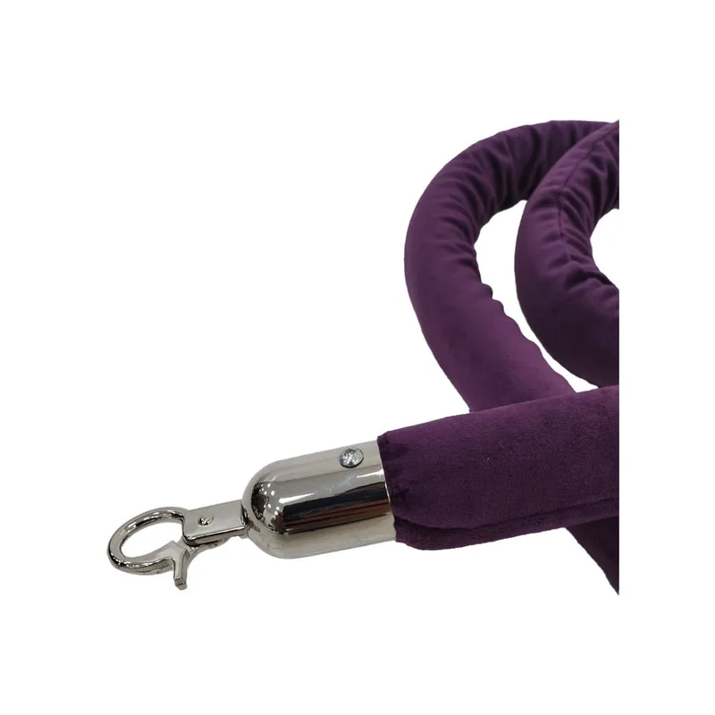 F-RP111-PR - Purple velvet rope with silver metal ends - 1.5m long
