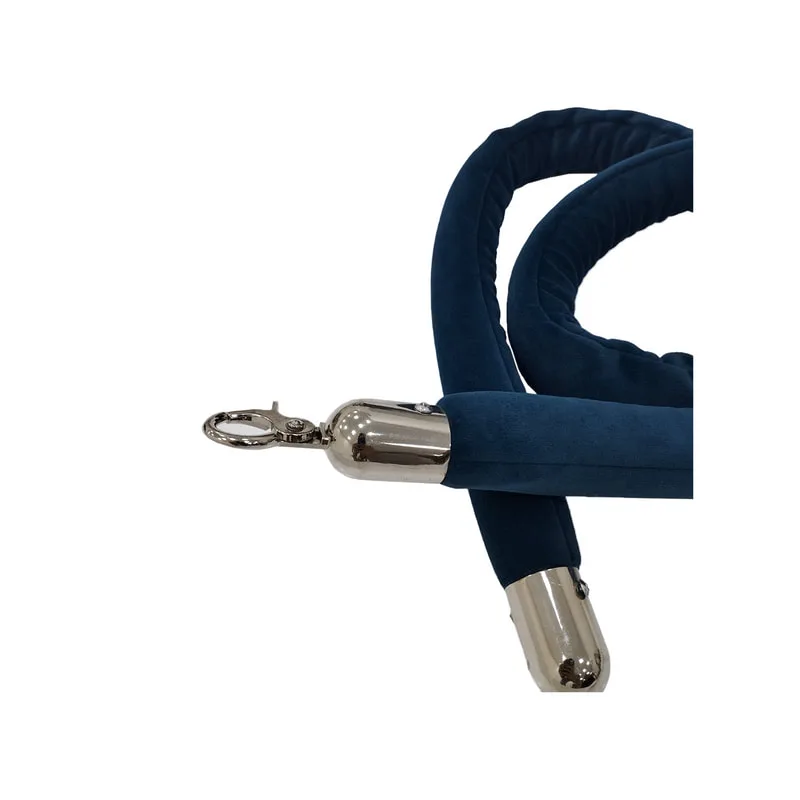 F-RP111-TL - Teal velvet rope with silver metal ends - 1.5m long