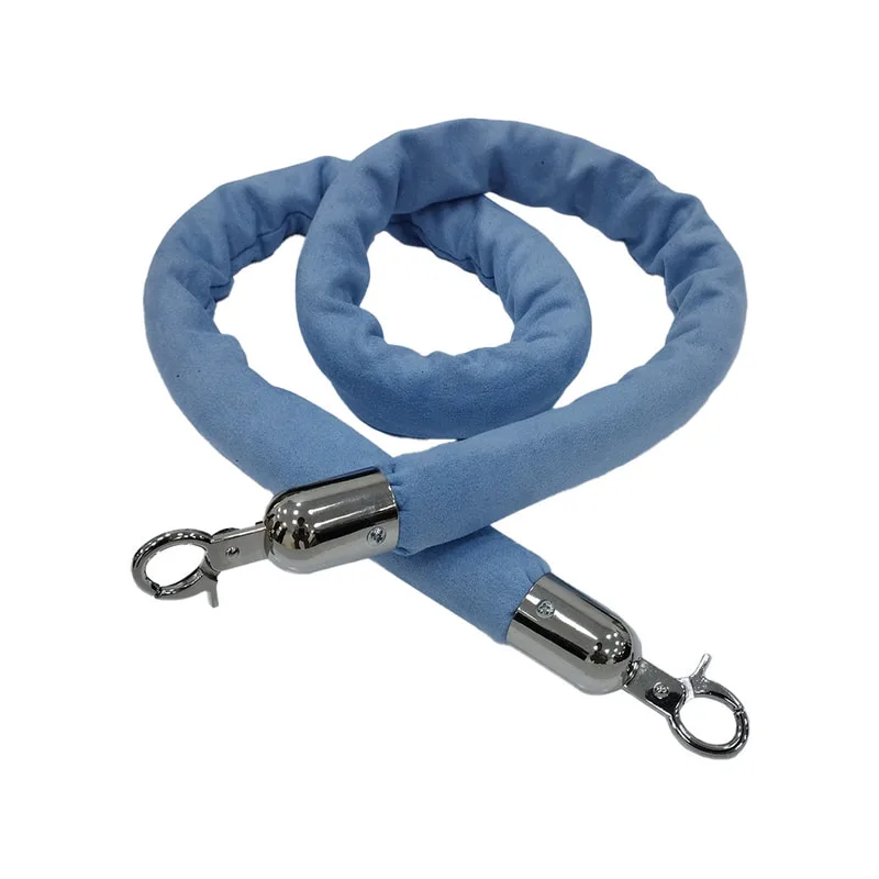 F-RP116-LB - Light blue suede rope with silver metal ends - 1.5m long