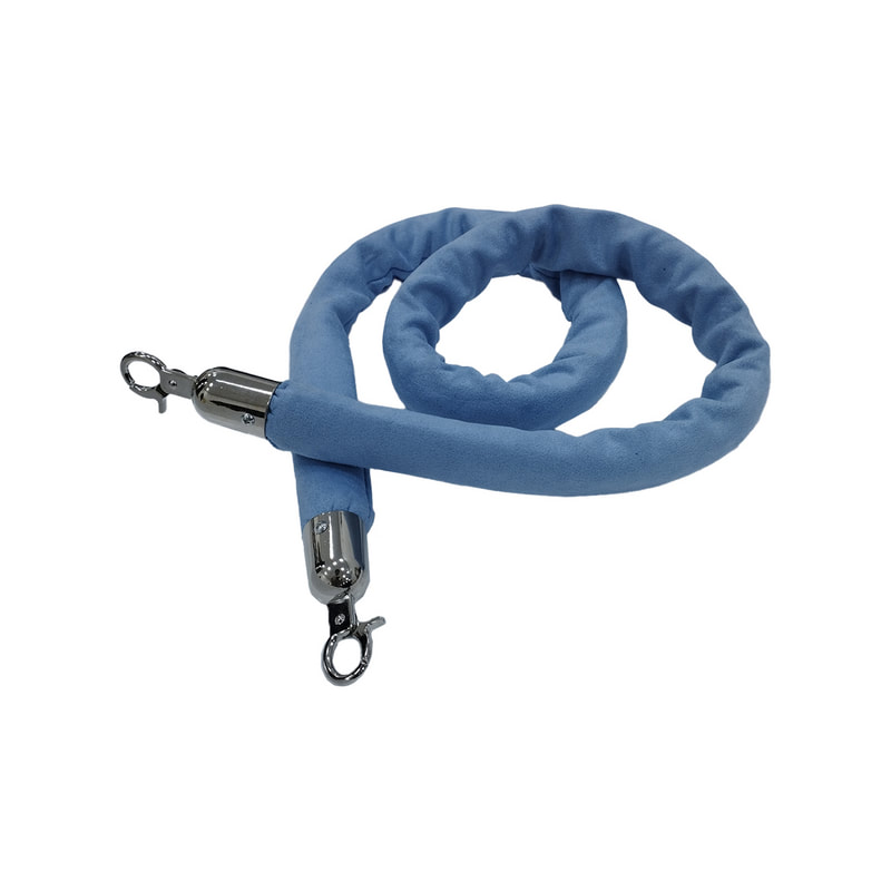 F-RP116-LB - Light blue suede rope with silver metal ends - 1.5m long
