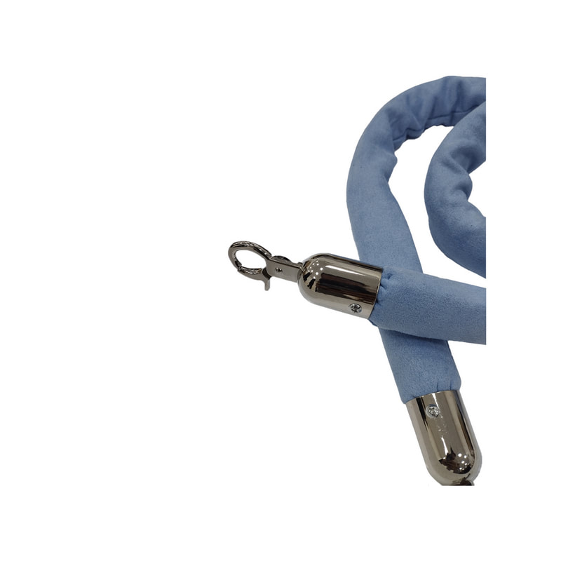 F-RP116-LB - Light blue suede rope with silver metal ends - 1.5m long