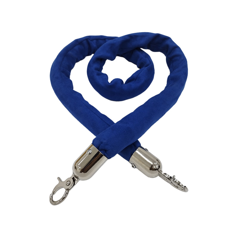 F-RP116-RB - Royal blue suede rope with silver metal ends - 1.5m long