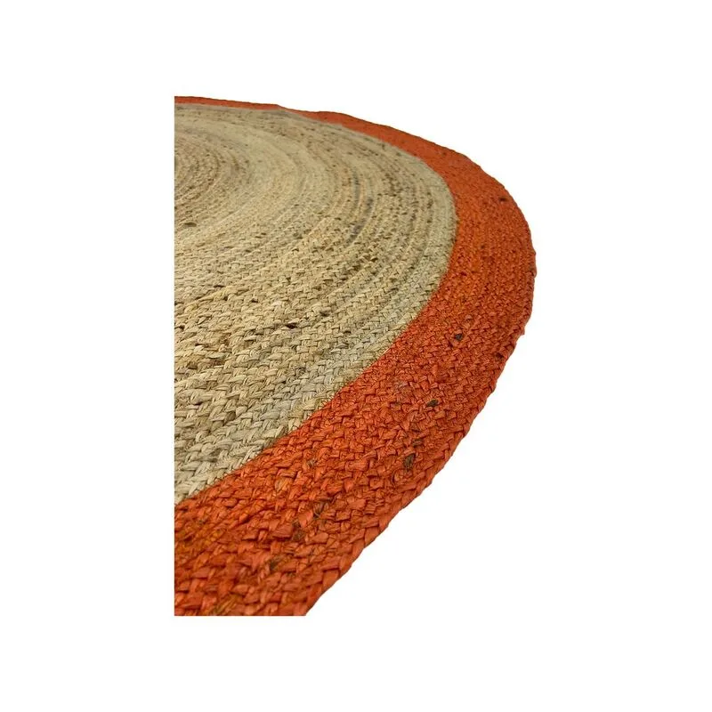 F-RU108-OR Wilma rug in natural and orange braided jute 