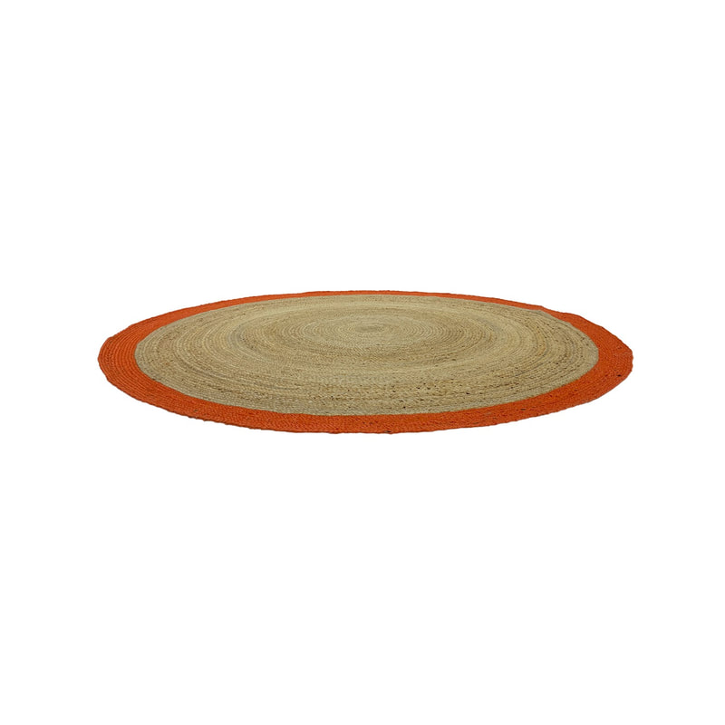 F-RU108-OR Wilma rug in natural and orange braided jute 