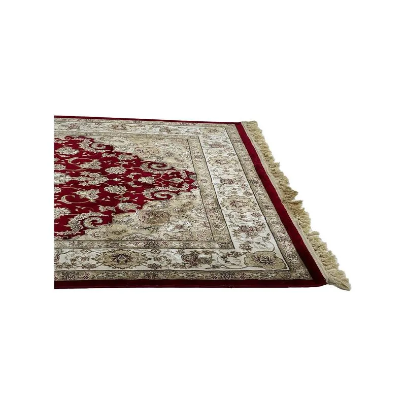 F-RU184-DR Asiya rug in dark red with arabic pattern