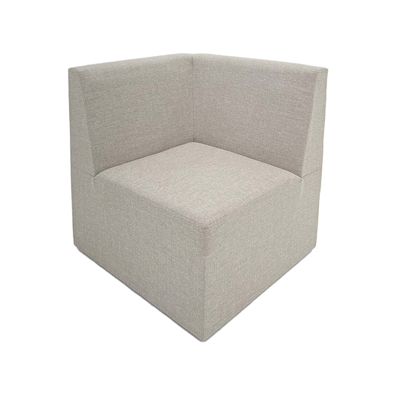 F-SC117-BE Trino corner single sofa in beige fabric with wooden legs